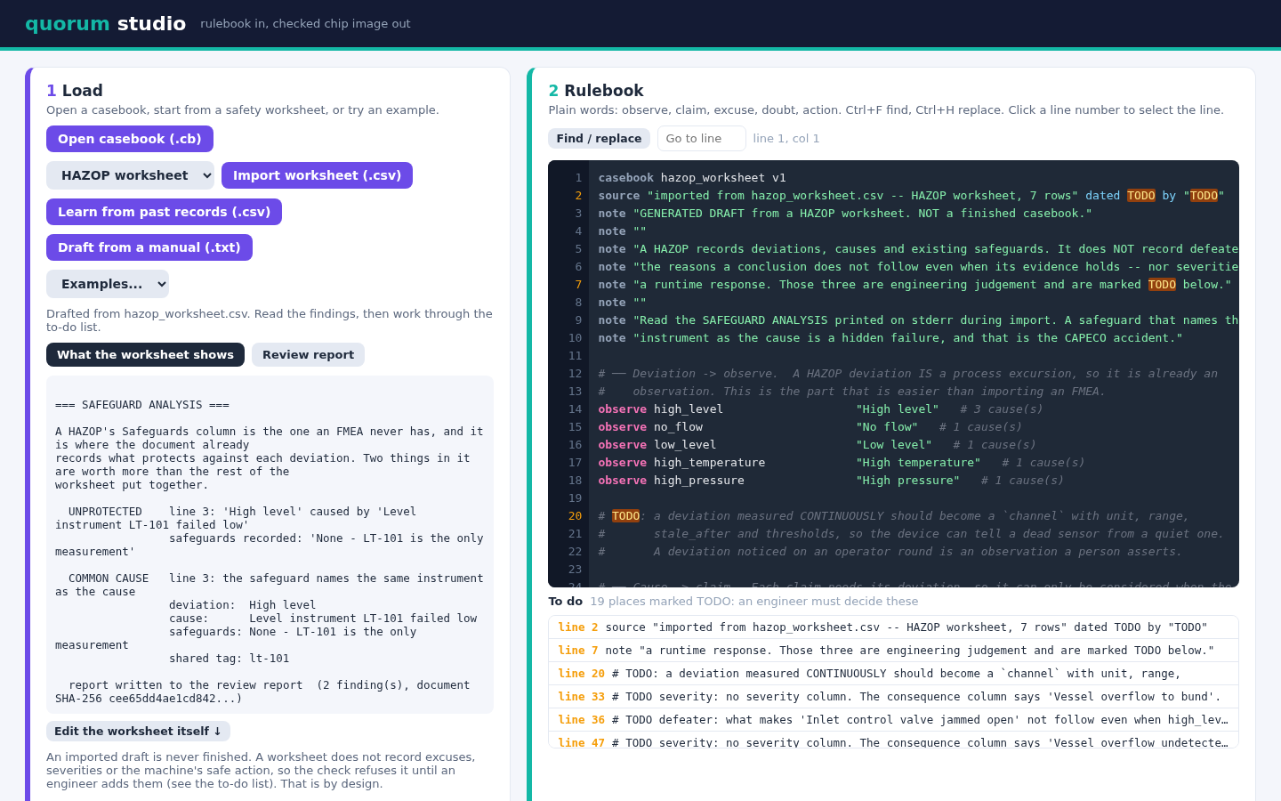 quorum studio importing a worksheet